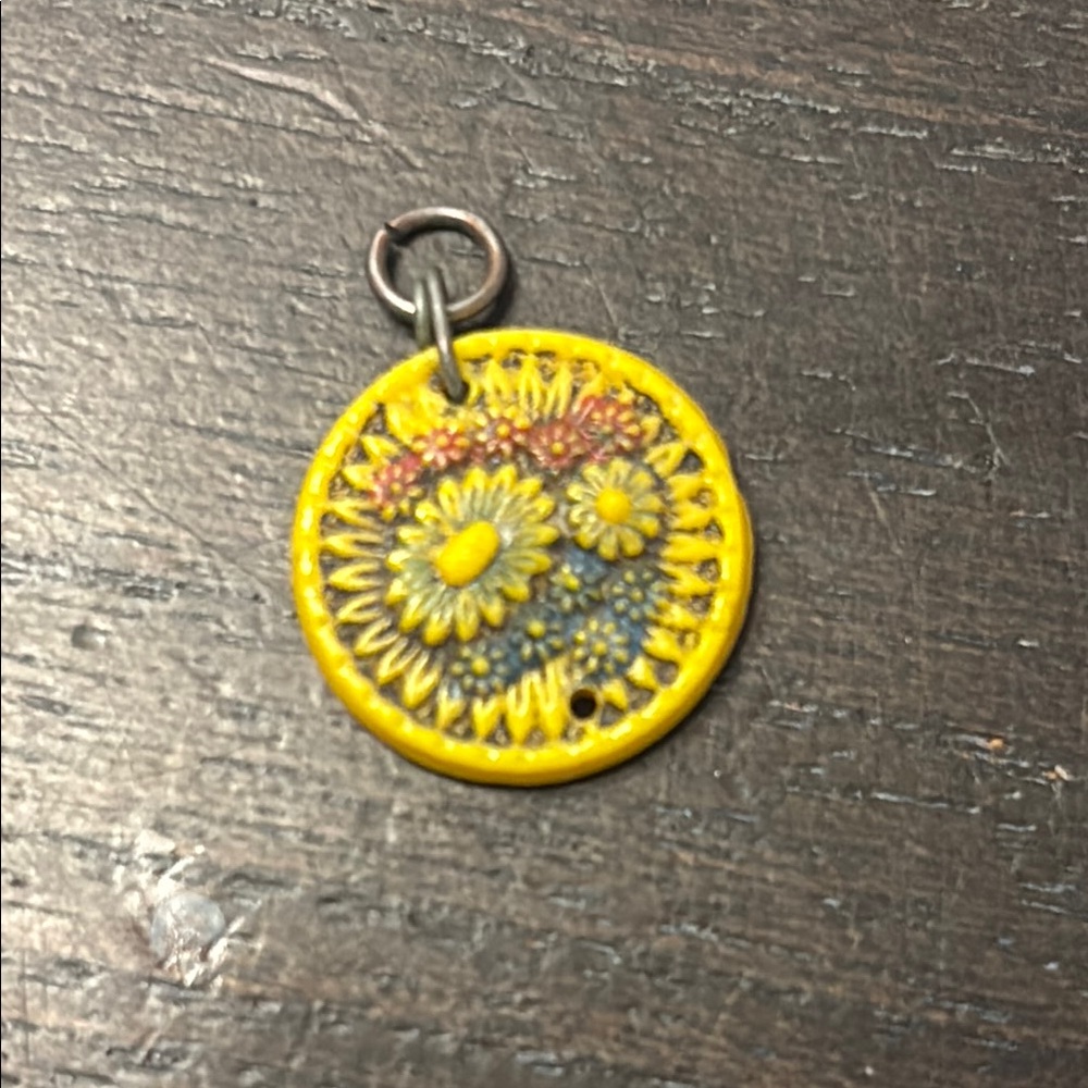 Yellow Floral Pendant Charm